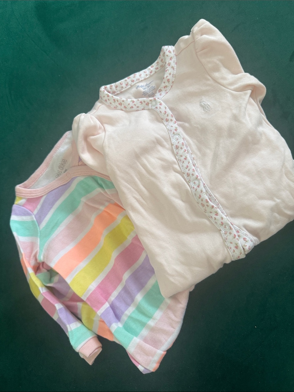 Ralph Lauren Pink Floral-Trim and Okie Dokie Striped Bodysuits